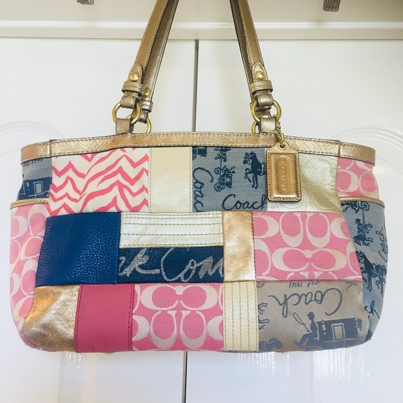 Coach Handbags - Vintage COACH Pink, Blue, Gold Multicolor Purse